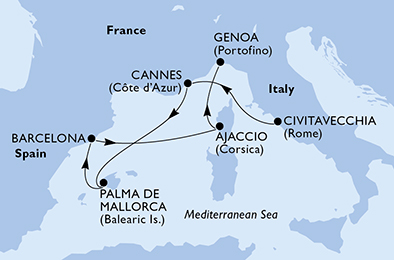 carte Méditerranée, 6 jours