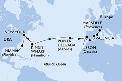 carte *Cap sur l'Amerique, 19 jours