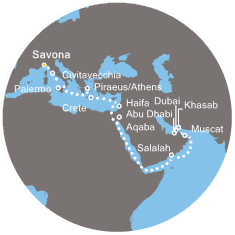 carte *Grande croisière Dubai et les Emirats, 21 jours