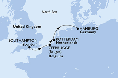 carte Europe du Nord, 5 jours