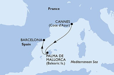 carte Méditerranée, 3 jours