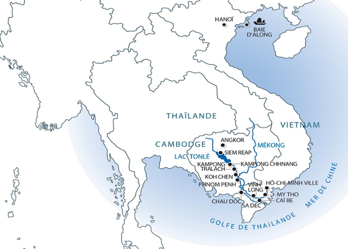 carte Des temples d'Angkor au delta du Mékong, Hanoï et la Baie d'Along (Formule port/port), 14 jours - 1R6_PP