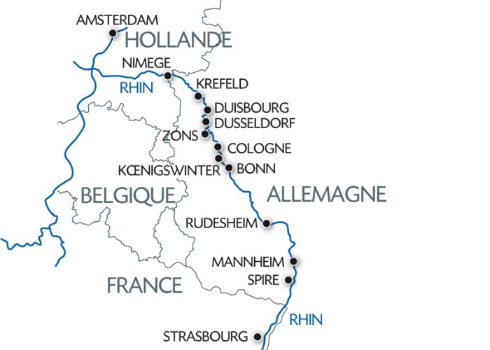 carte La Hollande et la vallée du Rhin romantique (formule port/port), 7 jours - AST_PP
