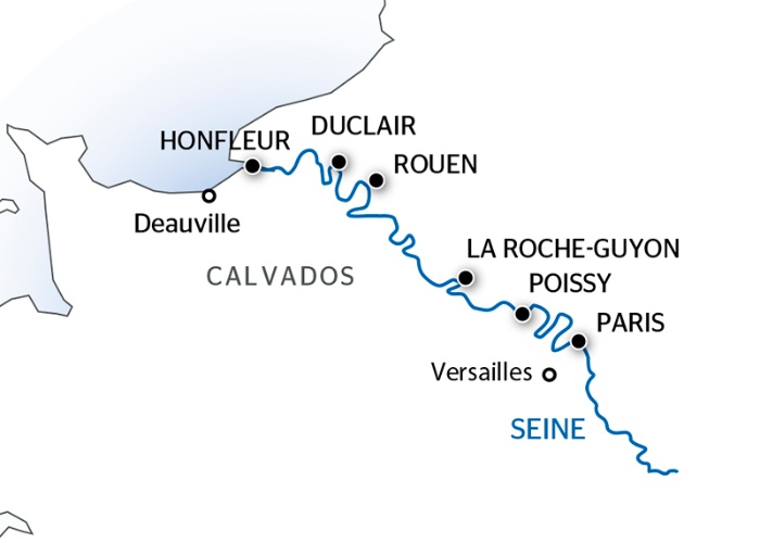 carte De Paris aux plages de la côte fleurie (formule port/port), 7 jours - PAR_PP