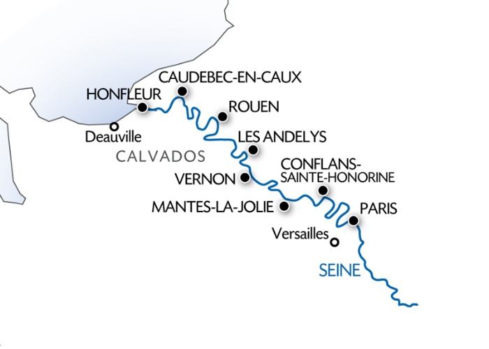 carte La vallée de la Seine et ses escales incontournables (formule port/port), 5 jours - SEN_PP