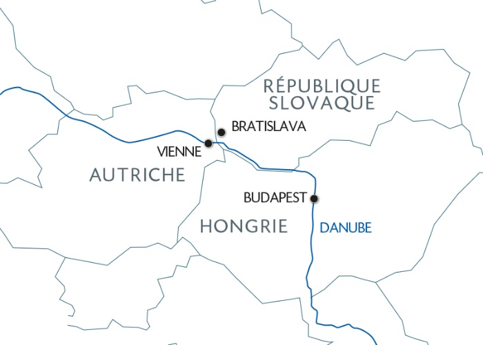 carte Les capitales danubiennes : Vienne - Budapest - Bratislava (formule port/port), 5 jours - VBV_PP