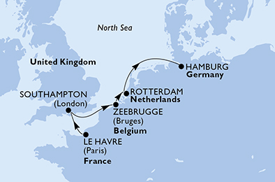 carte Europe du Nord, 6 jours