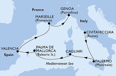 carte Méditerranée, 7 jours