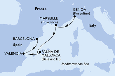 carte Méditerranée, 5 jours