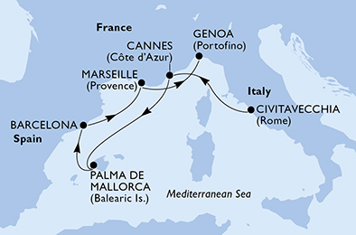 carte Méditerranée, 6 jours