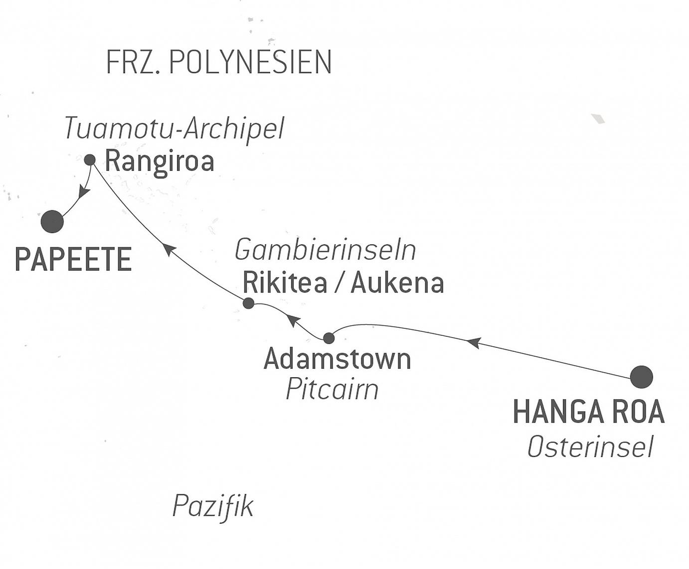 carte Île de Pâques et Polynésie, 14 jours