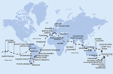 carte Tour du Monde, 117 jours