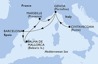 carte Méditerranée, 6 jours
