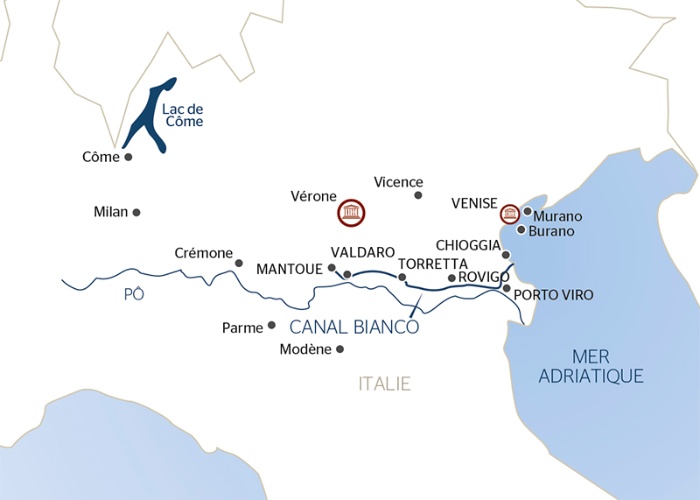 carte De Venise, la cité des Doges, à Mantoue, bijou de la Renaissance et extension Milan et lac de Côme (formule port-port), 7 jours - VMM_PP