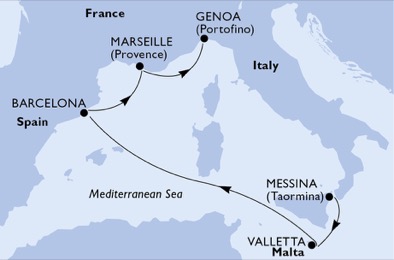 carte Méditerranée, 6 jours