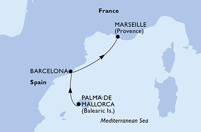 carte Méditerranée, 3 jours