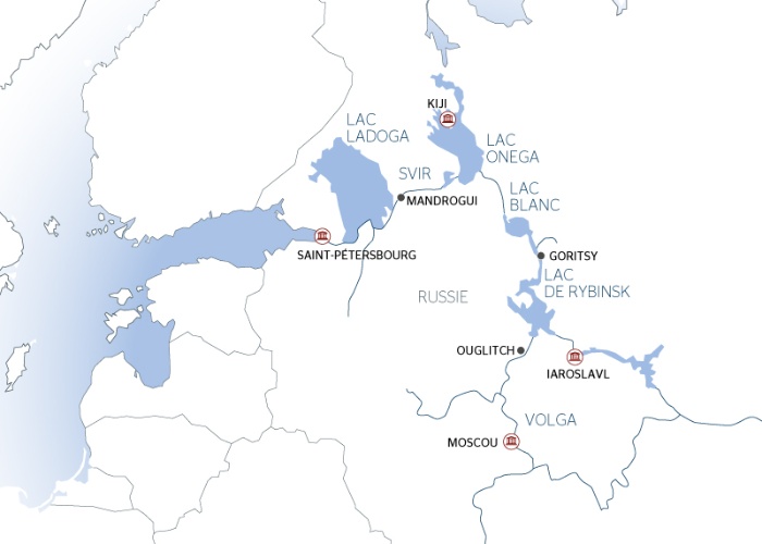 carte Au fil des fleuves de Russie, de Saint-Petersbourg à Moscou, 11 jours - 11S