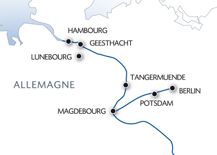 carte L'Elbe, de Hambourg à Berlin (formule port/port), 7 jours - HAB_PP
