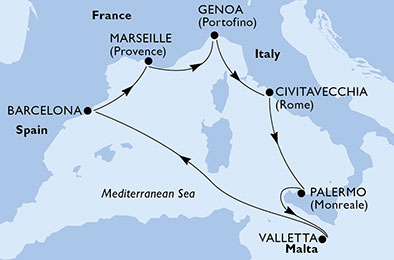 carte Méditerranée, 8 jours