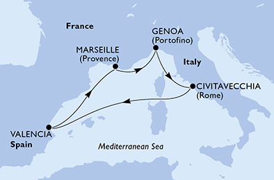 carte Méditerranée, 6 jours