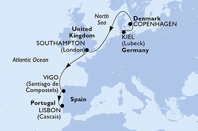 carte Europe du Nord, 7 jours