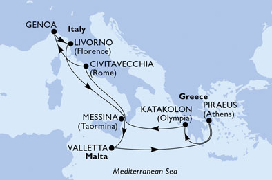 carte Méditerranée, 11 jours