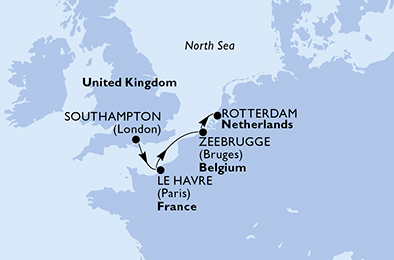 carte Europe du Nord, 4 jours