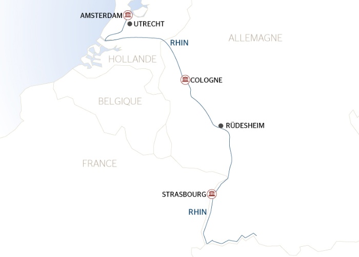 carte La Hollande et la vallée du Rhin romantique (formule port/port), 6 jours - ASG_PP