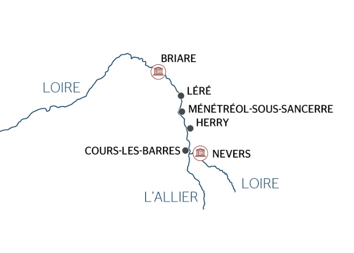 carte Découvrez le canal de la Loire - Au c½ur de la France, les cités de caractère dévoilent leurs secrets (formule port/port), 7 jours - BNV_PP