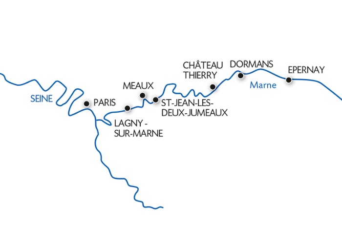 carte Croisière sur le canal de la Marne - De Paris à Épernay (formule port/port), 7 jours - PCE_PP