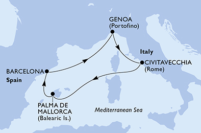 carte Méditerranée, 6 jours