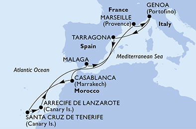 carte Méditerranée, 12 jours