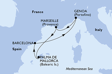 carte Méditerranée, 5 jours