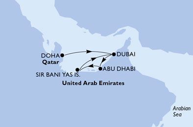 carte Dubai et les Emirats, 5 jours