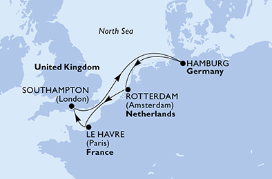 carte Europe du Nord, 7 jours