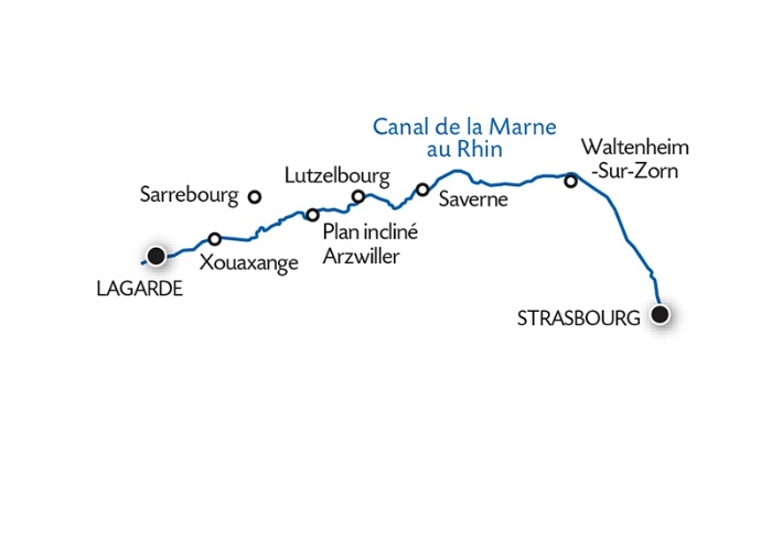 carte Le canal de la Marne au Rhin - De Lagarde à Strasbourg (formule port-port), 7 jours - XOS_PP