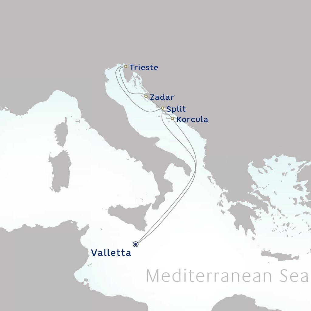 carte Malte, Croatie, Italie - 8 jours