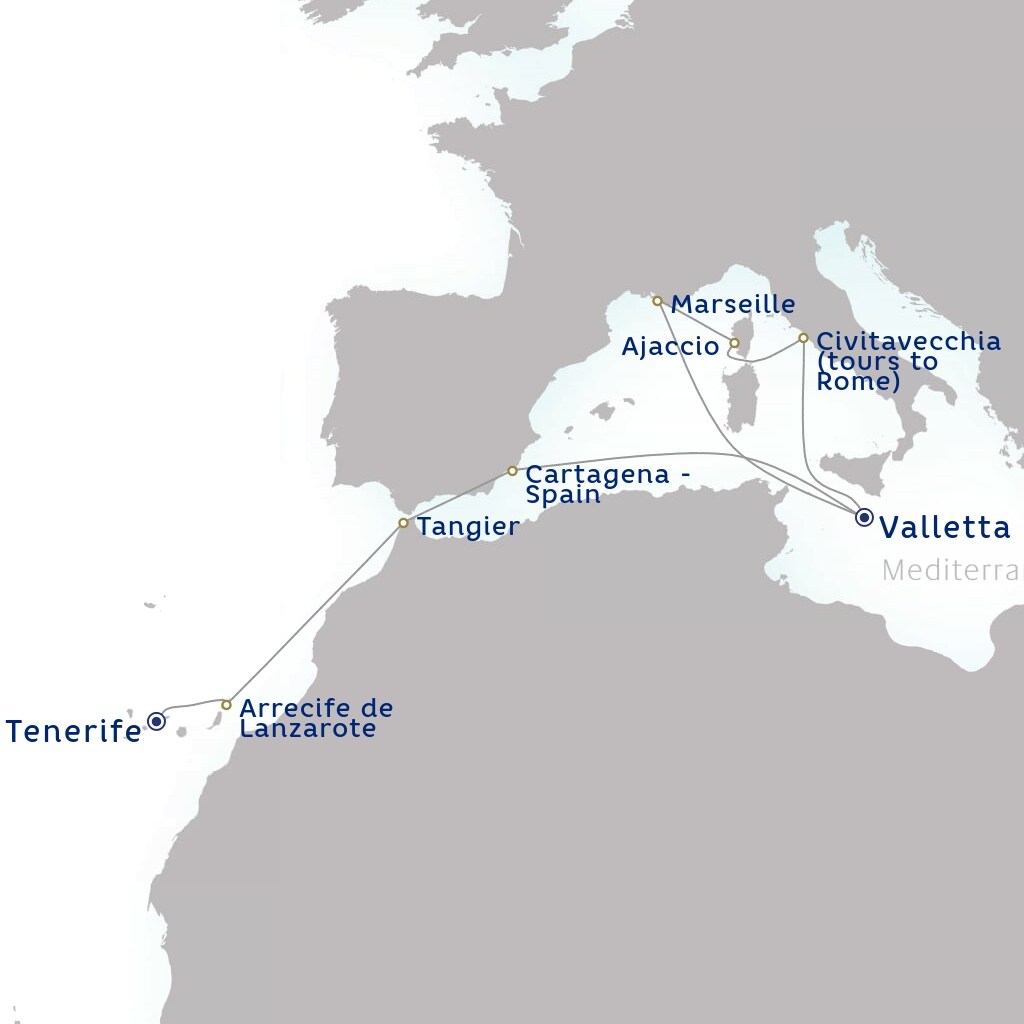 carte Malte, France, Italie - 16 jours