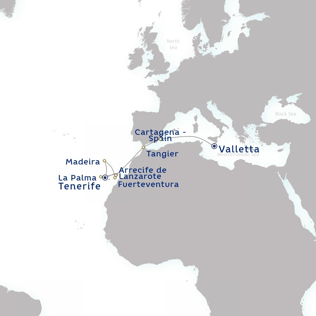 carte Malte, Espagne, Maroc - 17 jours