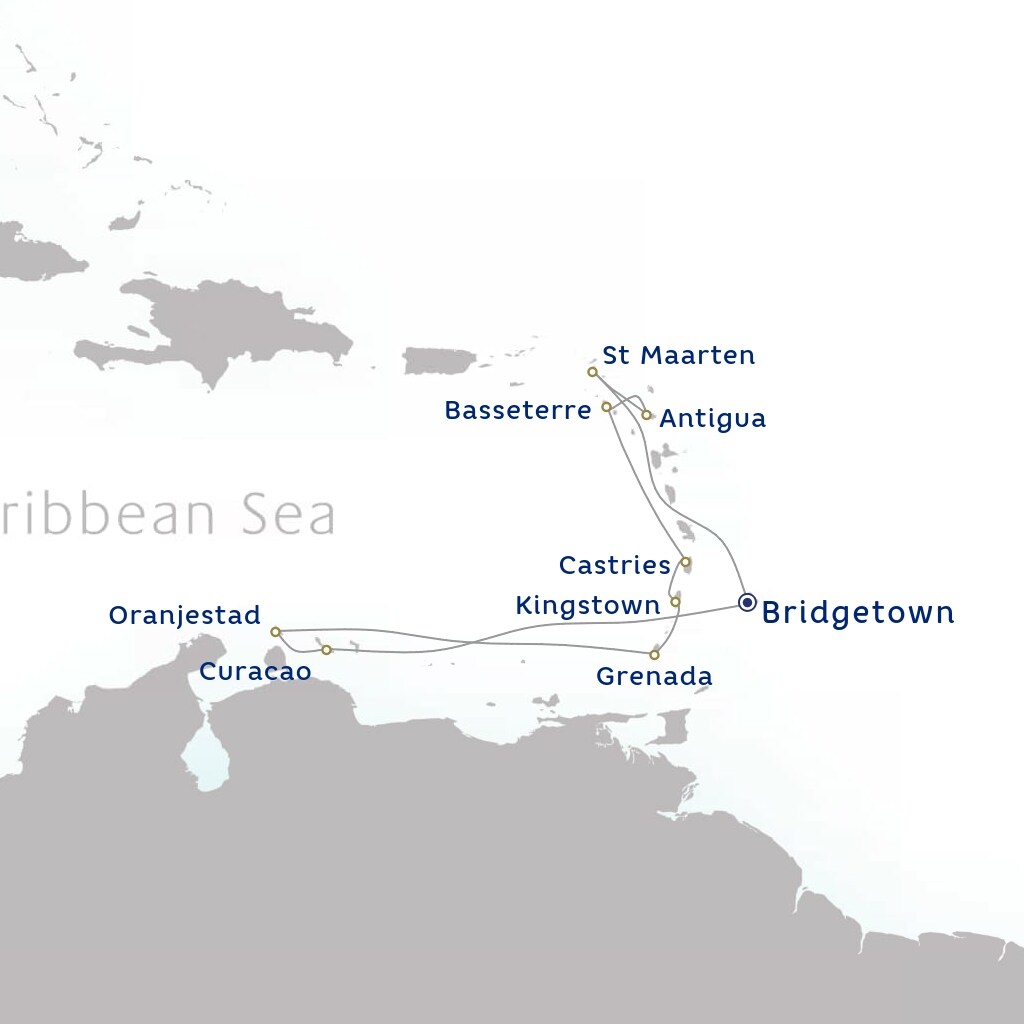 carte Barbade, Saint Martin, Antigua-et-Barbuda, Saint-Christophe-et-Niévès, Sainte-Lucie, Cap-Vert , 14 jours