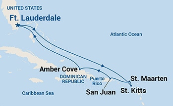 carte Etats-Unis, République dominicaine, Porto Rico, Antigua-et-Barbuda, Saint Martin, 9 jours