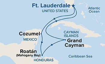 carte Etats-Unis, Mexique, Honduras, Caimans, 8 jours