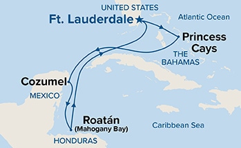 carte Etats-Unis, Bahamas, Mexique, Honduras, 8 jours