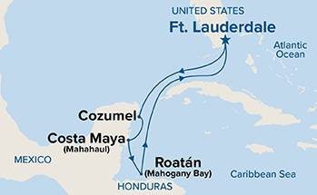 carte Etats-Unis, Mexique, Belize, Honduras, 8 jours