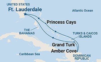carte Etats-Unis, Bahamas, République dominicaine, îles Turques-et-Caïques, 8 jours