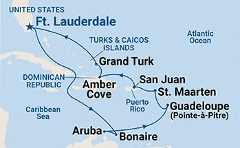 carte Caraïbes et Antilles, 13 jours