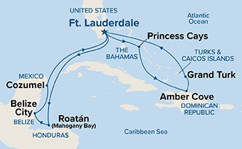 carte Etats-Unis, Bahamas, République dominicaine, îles Turques-et-Caïques, Mexique, Belize, 15 jours