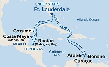 carte Etats-Unis, Mexique, Honduras, 7 jours