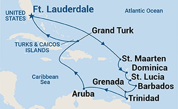 carte Caraïbes et Antilles, 15 jours