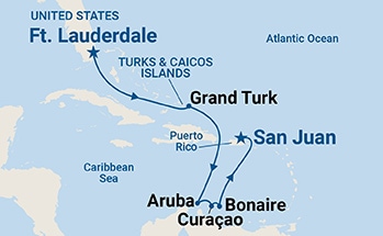 carte Etats-Unis, Aruba, Curaçao, Antigua-et-Barbuda, îles Vierges des Etats-Unis, Porto Rico, 9 jours